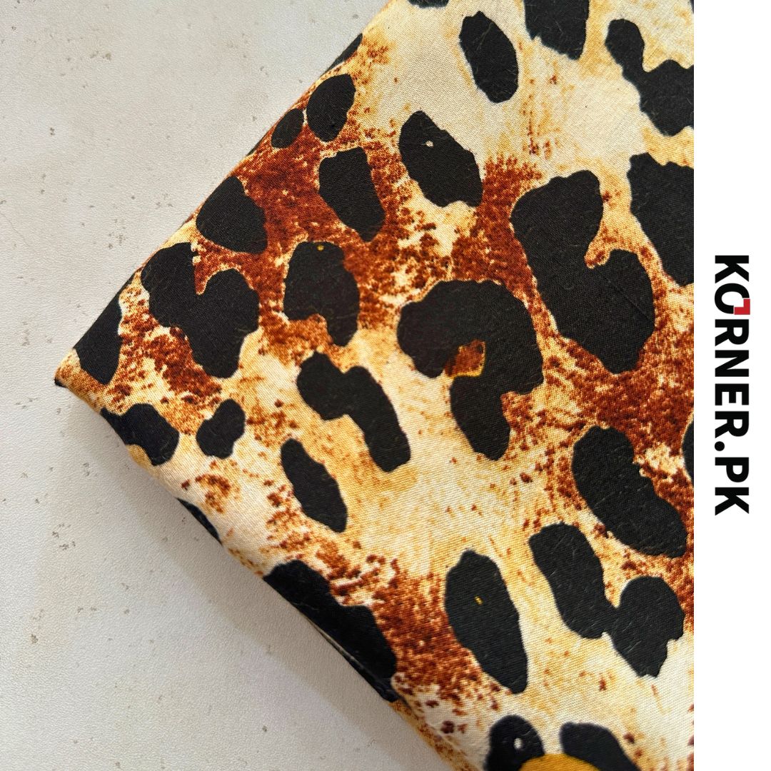 Leopard Print Linen Fabric 2pc