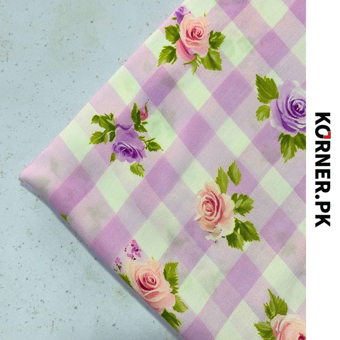 Unstitched Print Linen Fabric 2pc