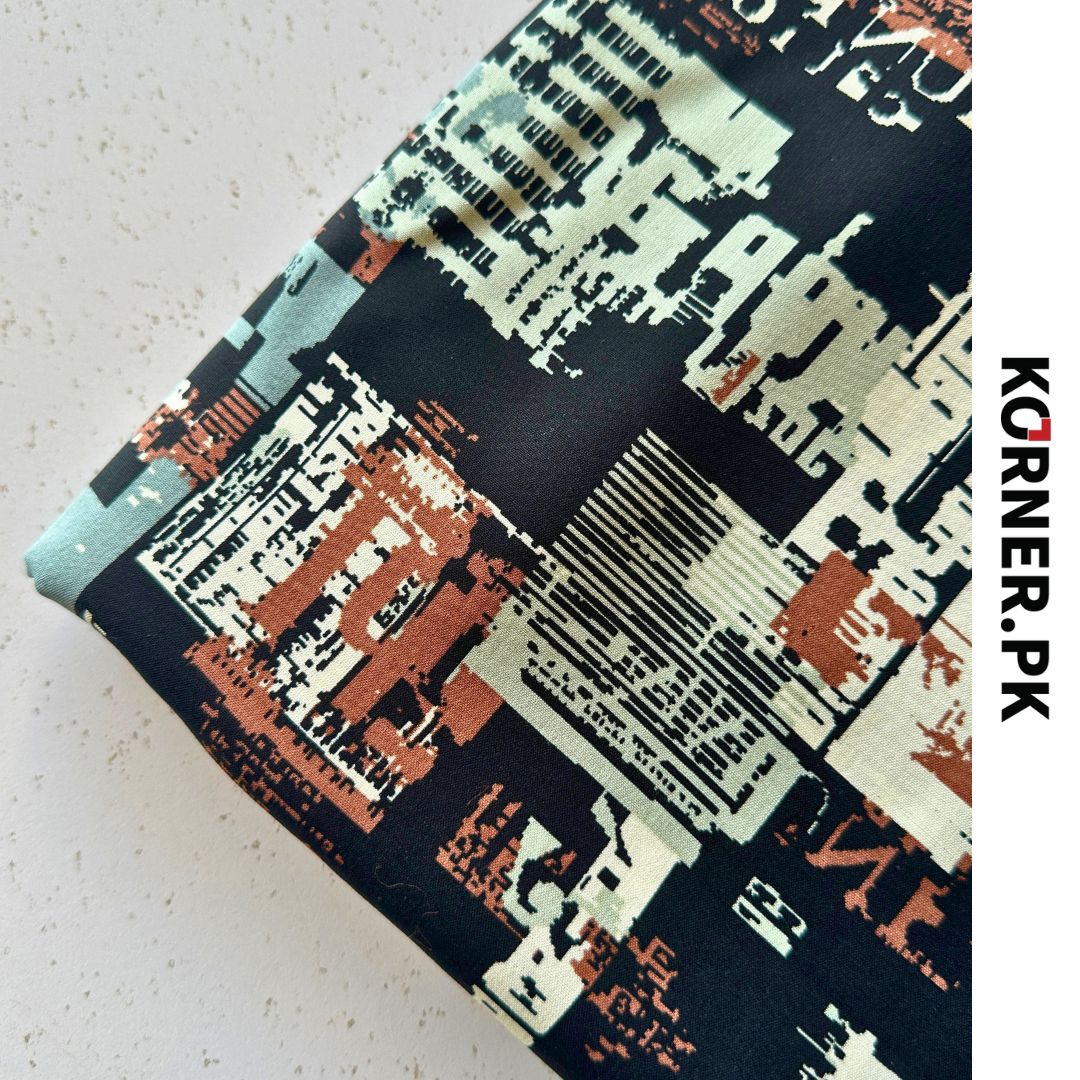 Unstitched Print Linen Fabric 2pc