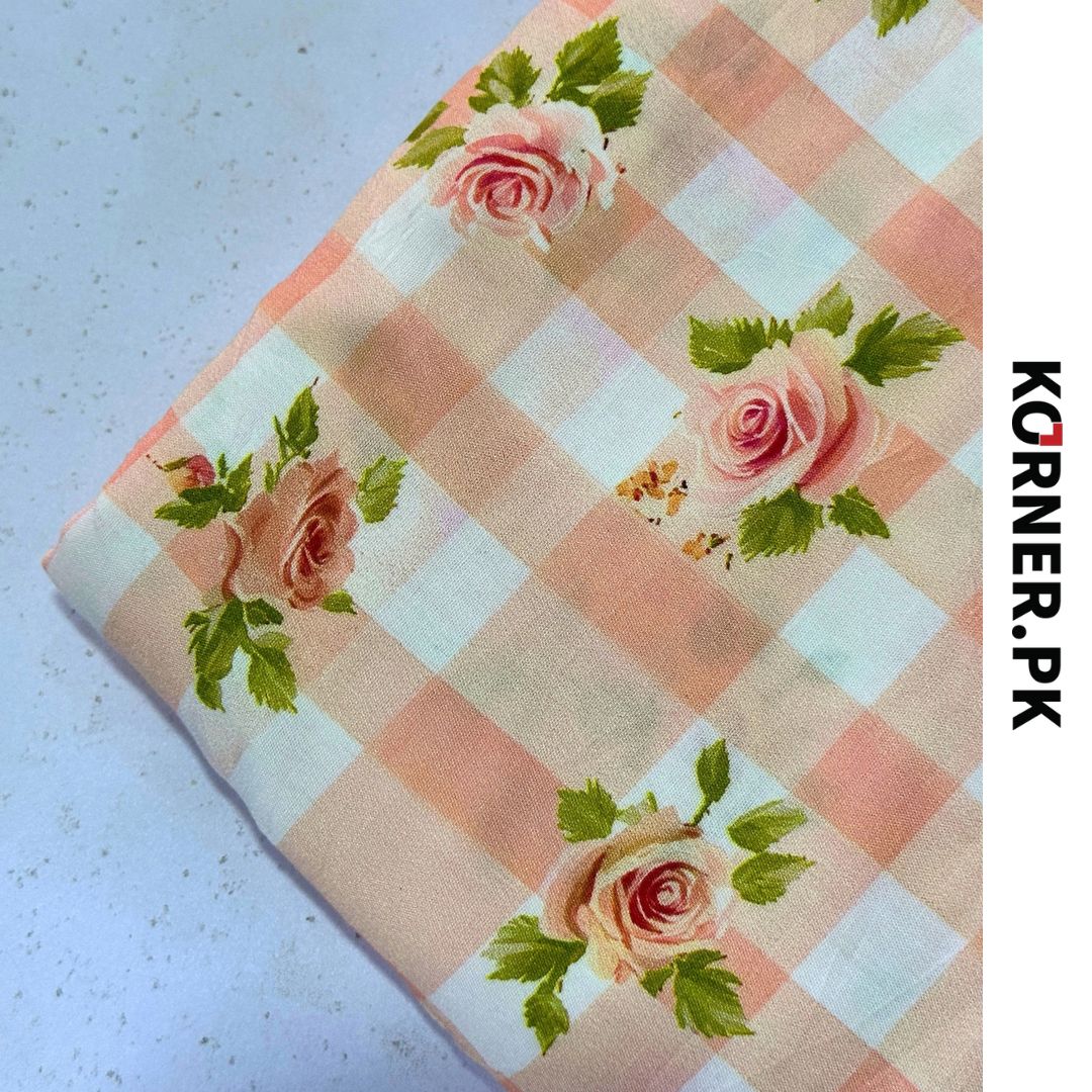 Unstitched Print Linen Fabric 2pc