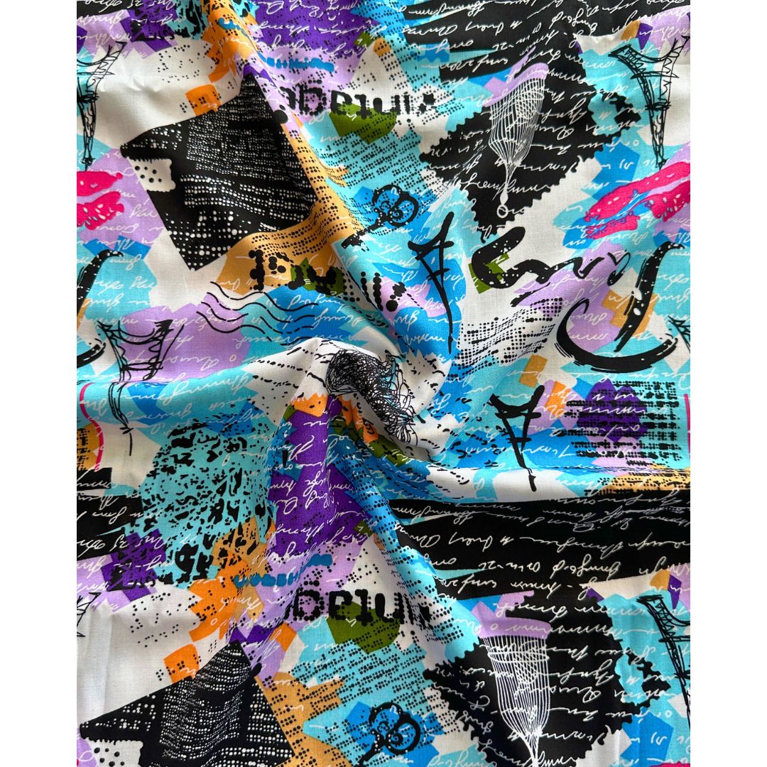 Funky Print Linen Fabric 2pc
