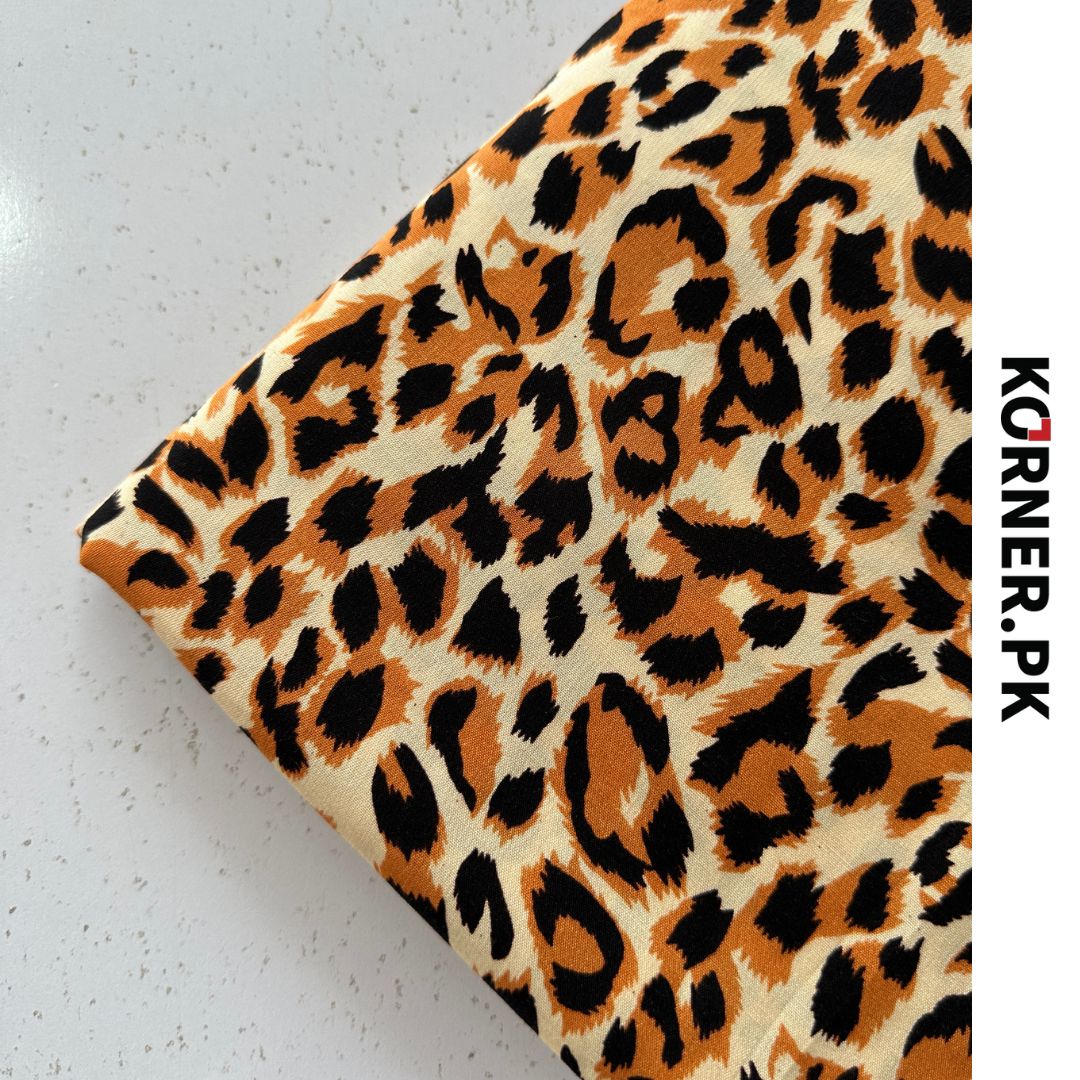 Leopard Print Linen Fabric 2pc