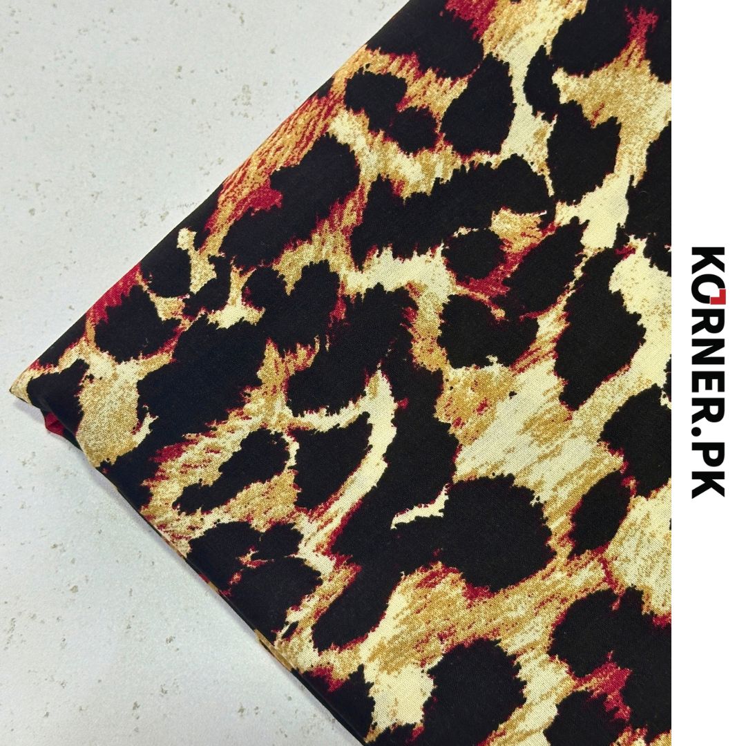 Leopard Print Linen Fabric 2pc