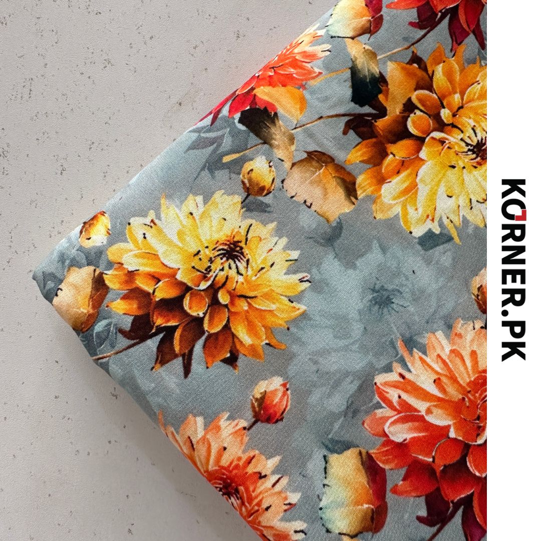 Unstitched Print Linen Fabric 2pc