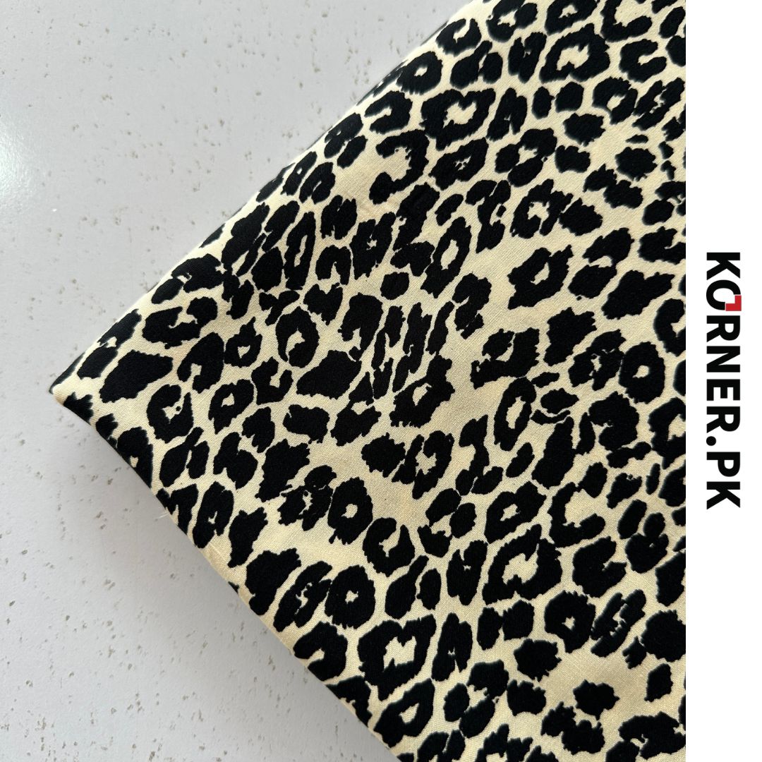 Leopard Print Linen Fabric 2pc