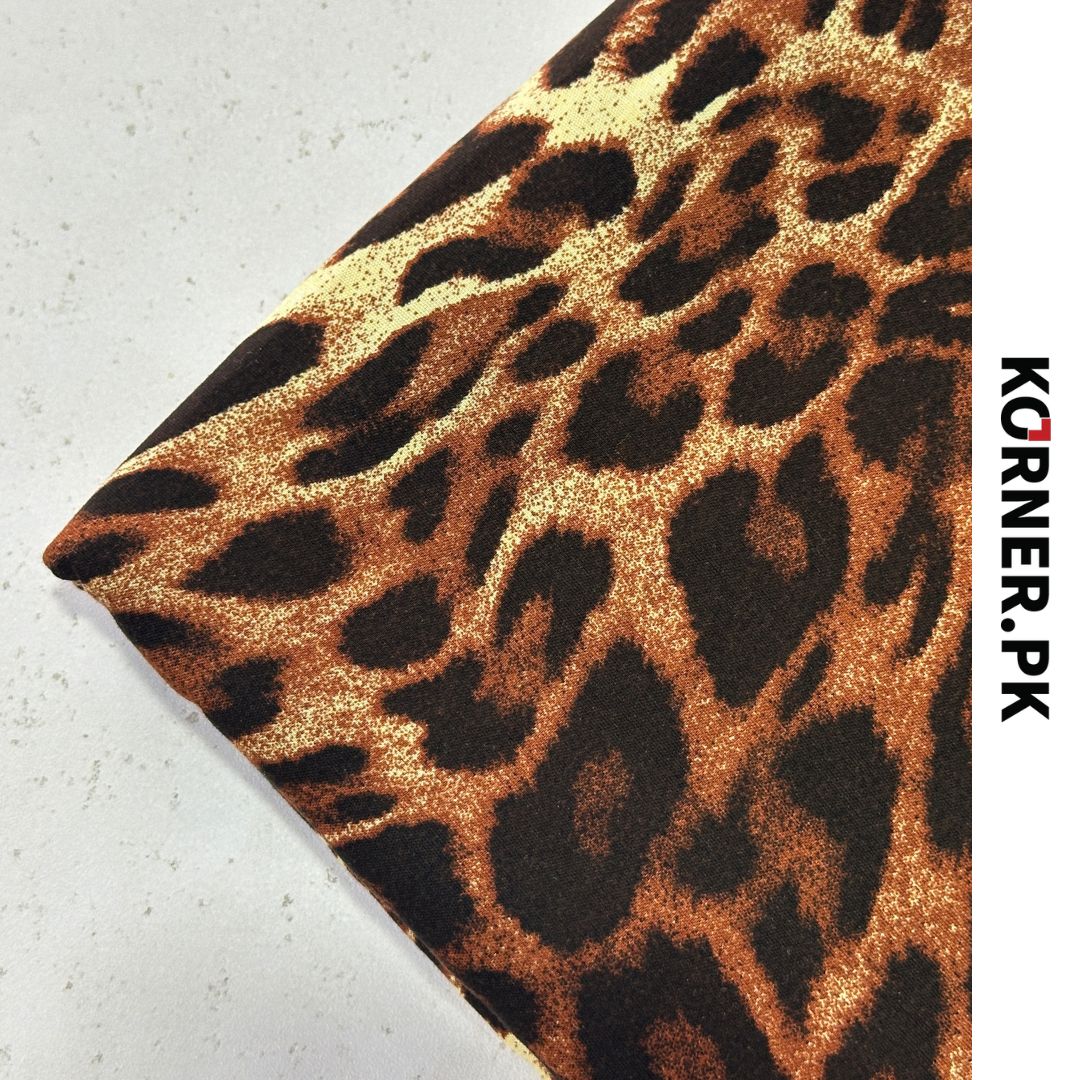 Leopard Print Linen Fabric 2pc