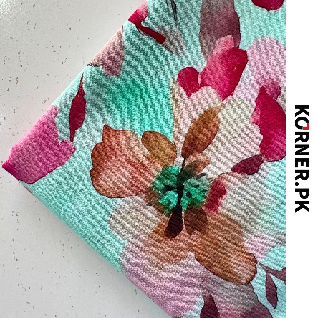 Unstitched Print Lawn Fabric 2pc
