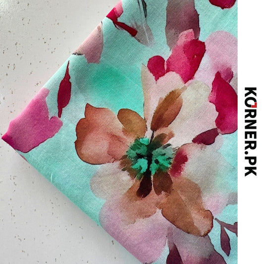 Unstitched Print Lawn Fabric 2pc