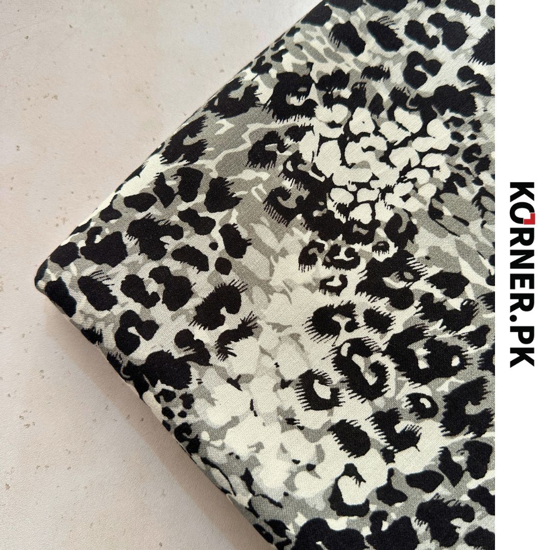 Leopard Print Linen Fabric 2pc