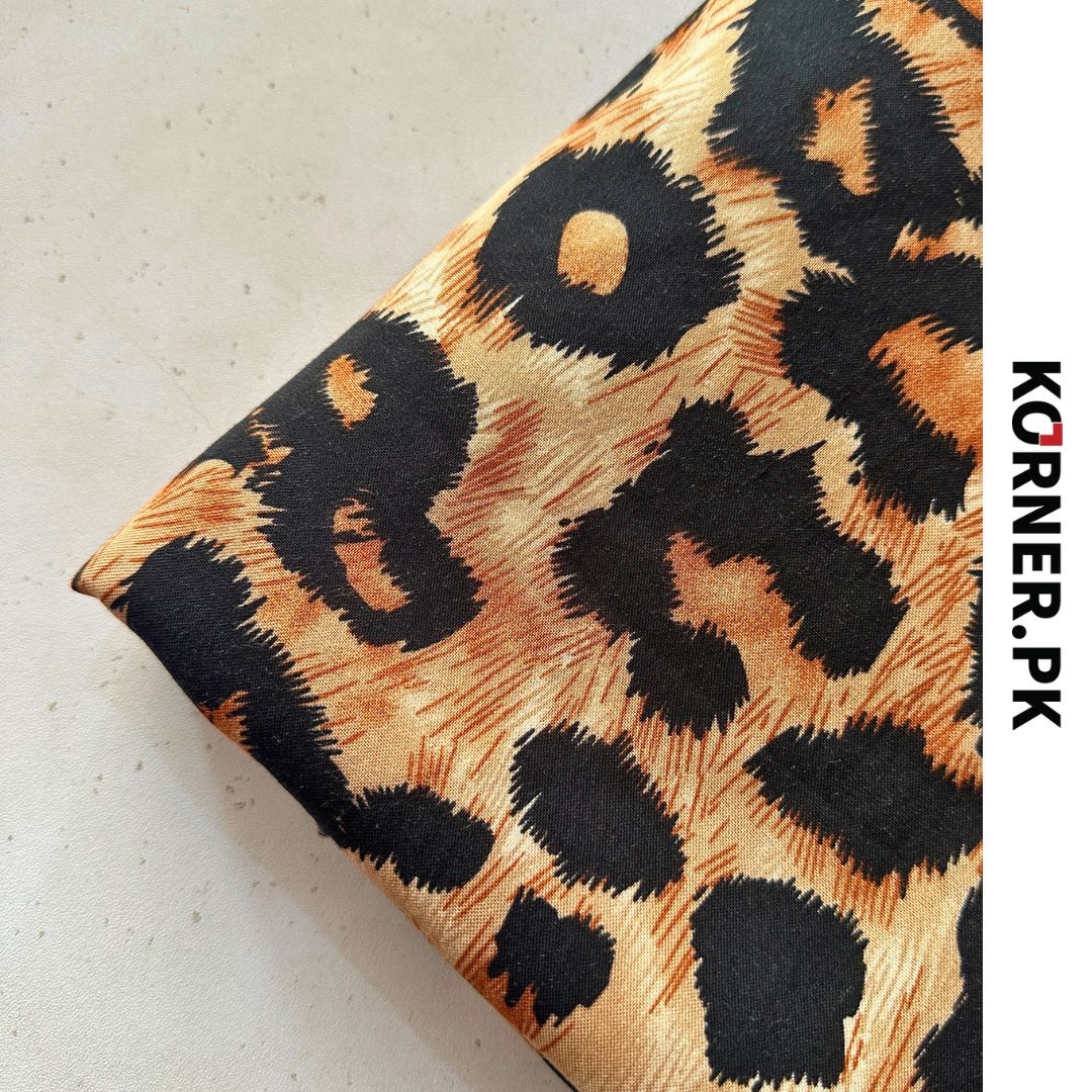 Leopard Print Linen Fabric 2pc