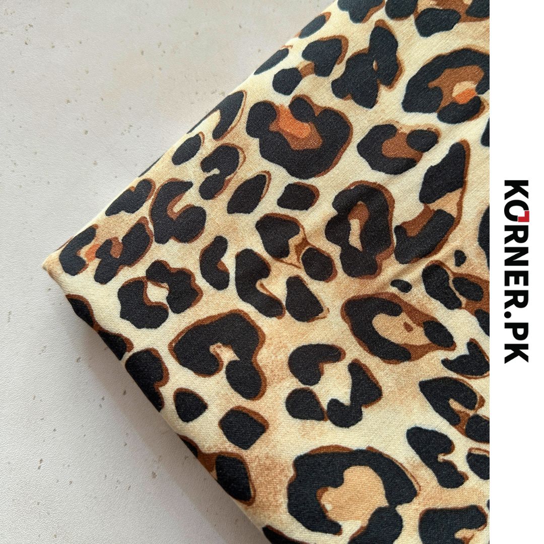 Leopard Print Linen Fabric 2pc