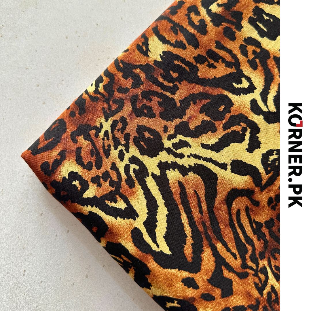Leopard Print Linen Fabric 2pc