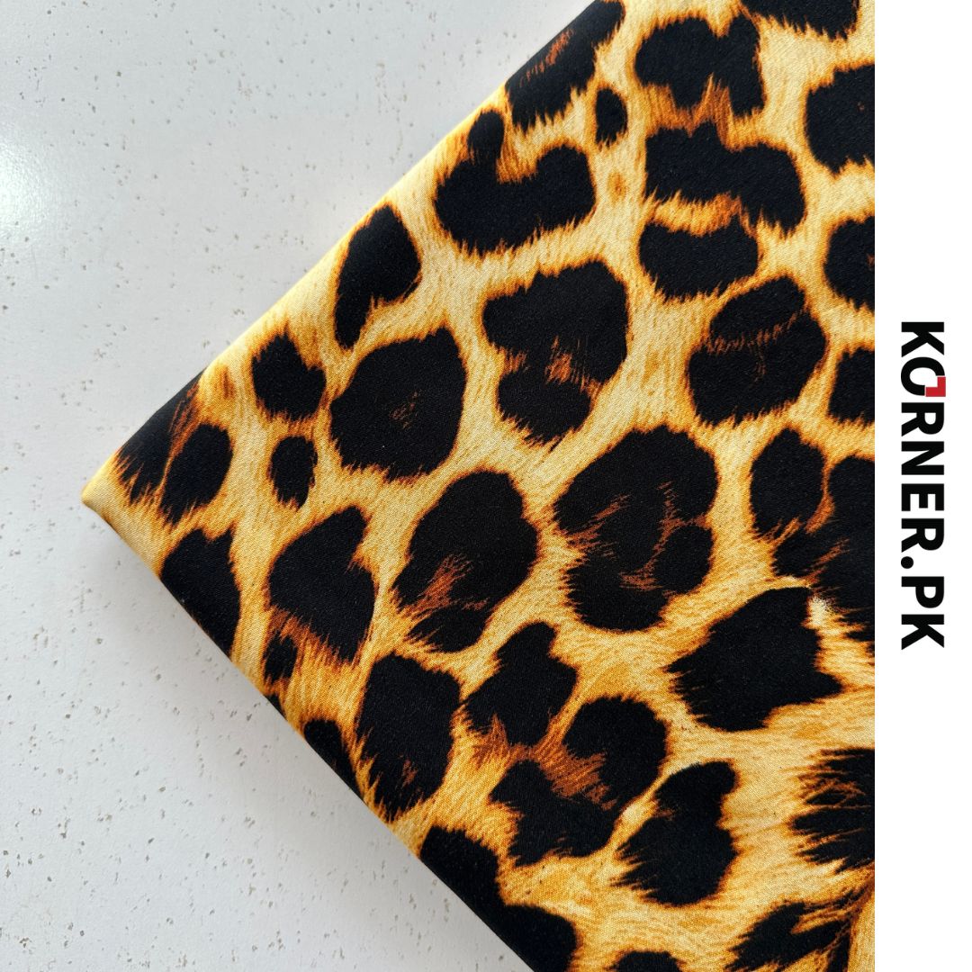 Leopard Print Linen Fabric 2pc
