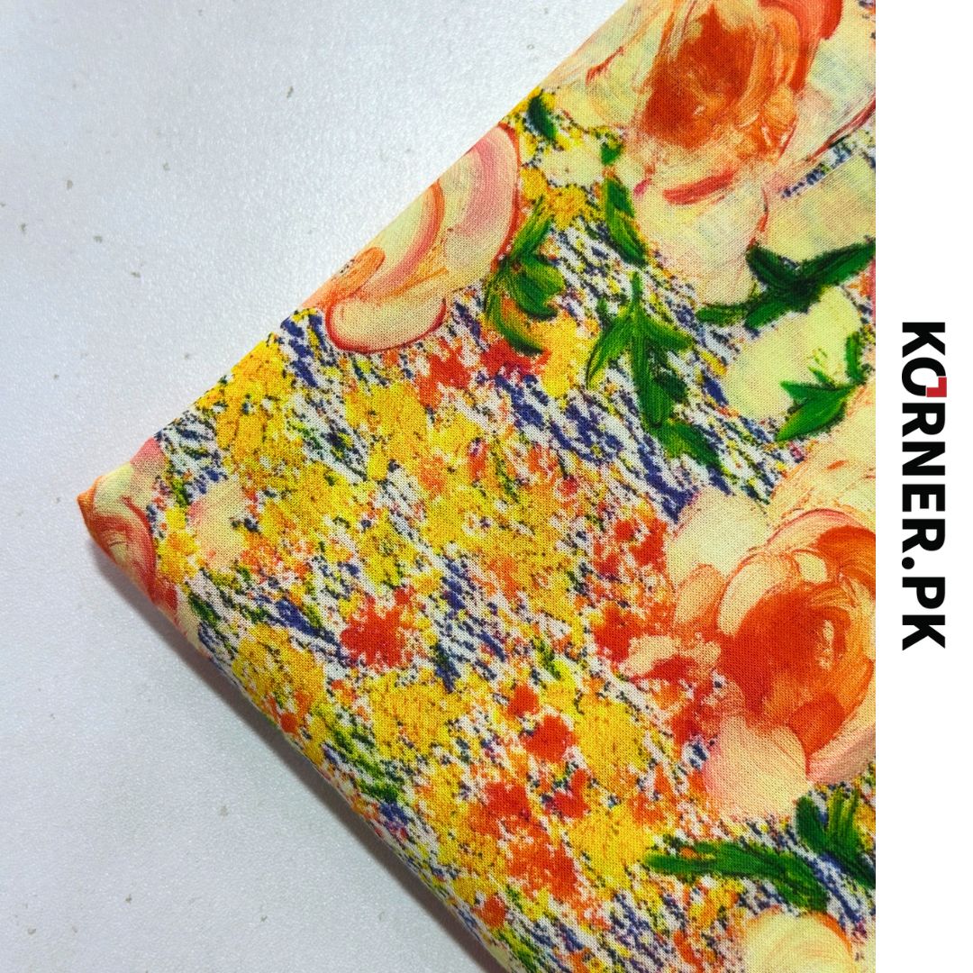 Unstitched Lawn cotton Fabric 2pc
