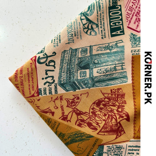 Funky Print Linen Fabric 2pc