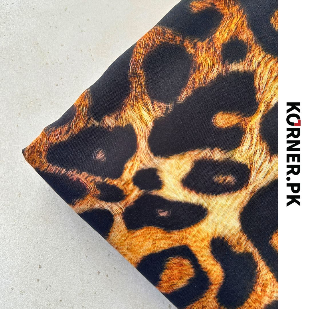 Leopard Print Linen Fabric 2pc