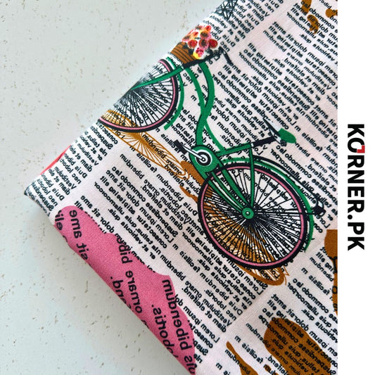 Newspaper Print Linen Fabric 2pc