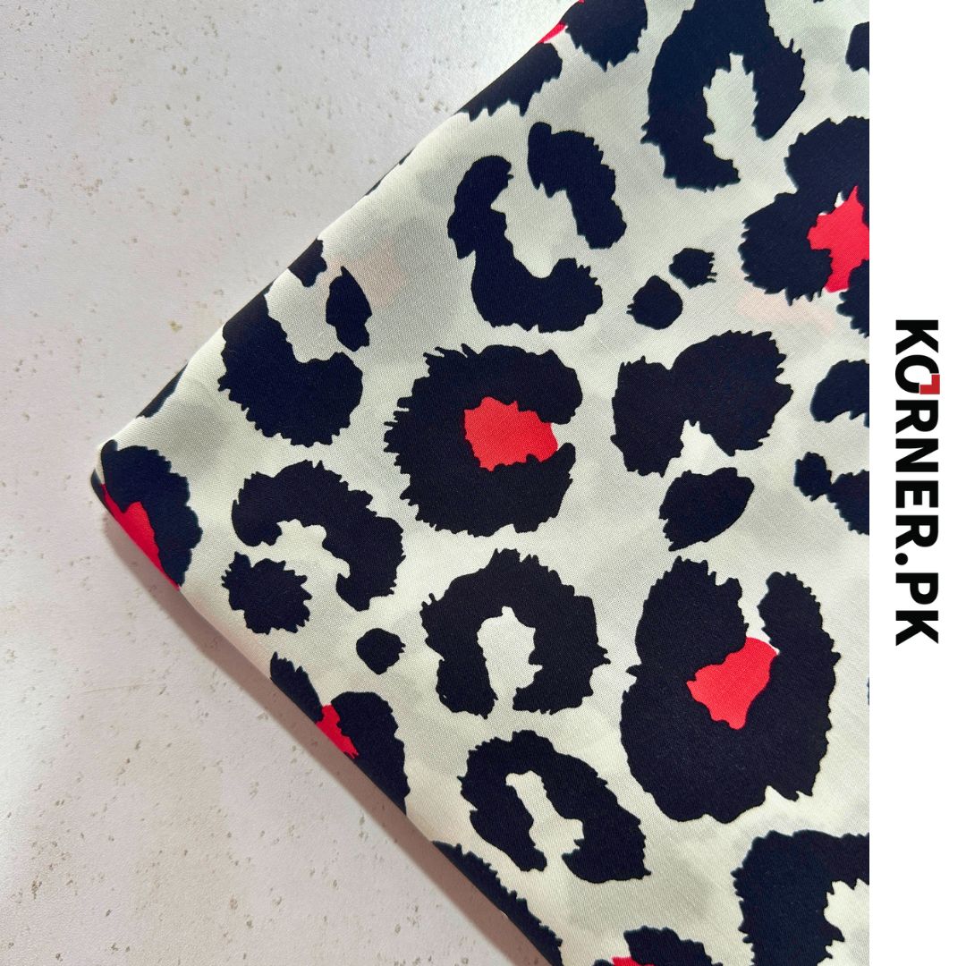Bold Leopard Print Linen Fabric 2pc