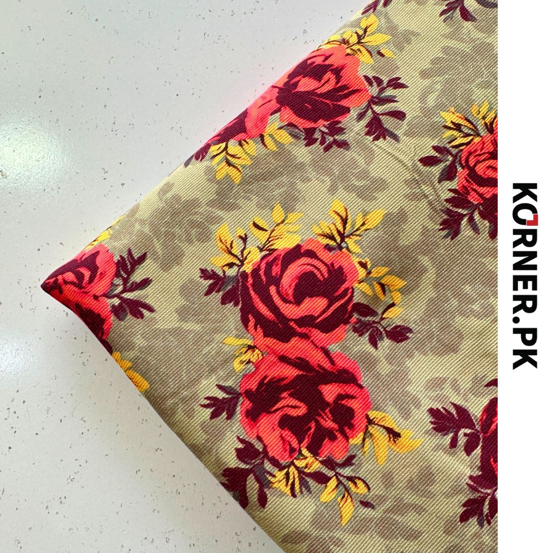 Floral Digital Print Corduroy Fabric 2pc
