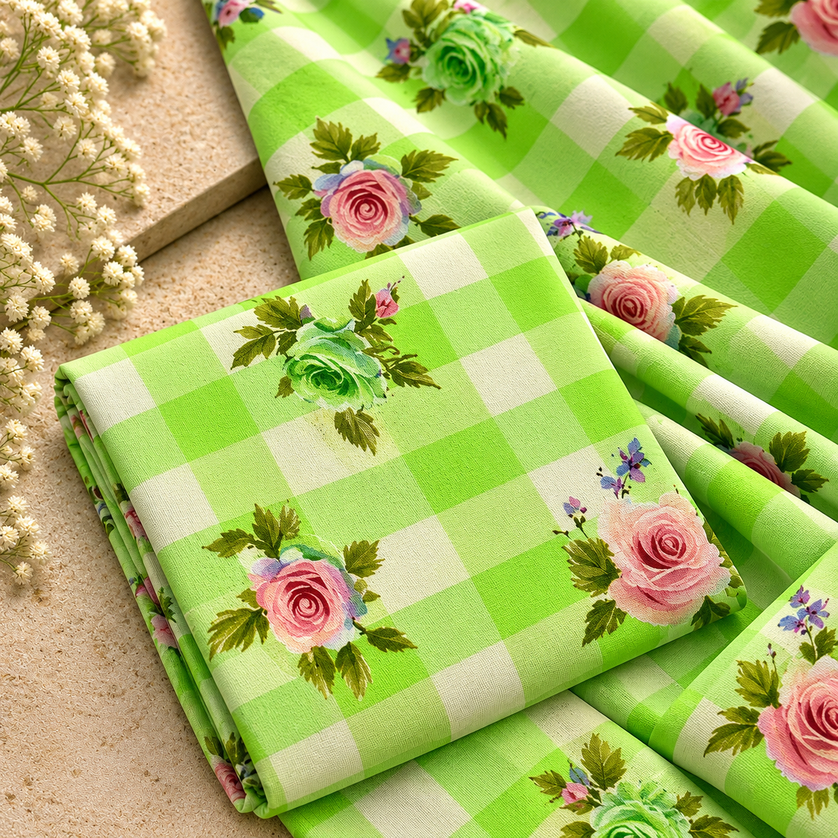 Chandni Ada | Unstitched Print Linen 2pc