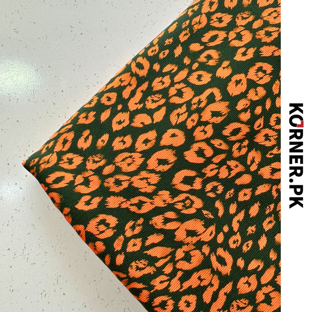 Green Orange Leopard Corduroy Fabric 2pc