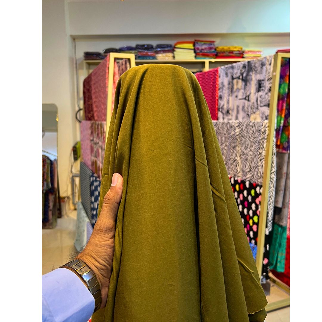 Mehndi Green Plain Linen Fabric 2pc