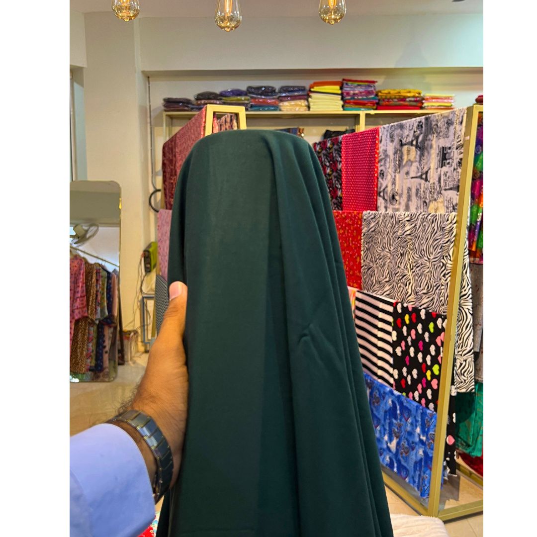 Mongia Green Plain Linen Fabric 2pc