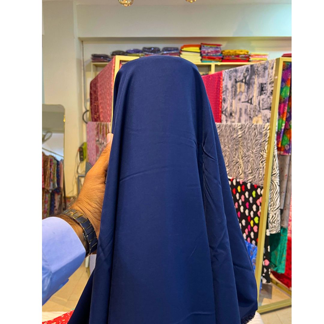 Navy Blue Plain Linen Fabric 2pc