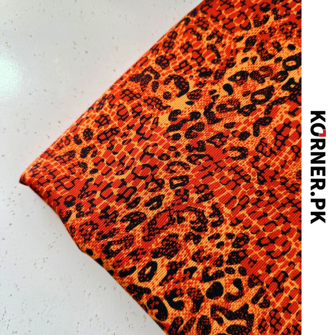 Orange And Black Cheetah Print Corduroy Fabric 2pc