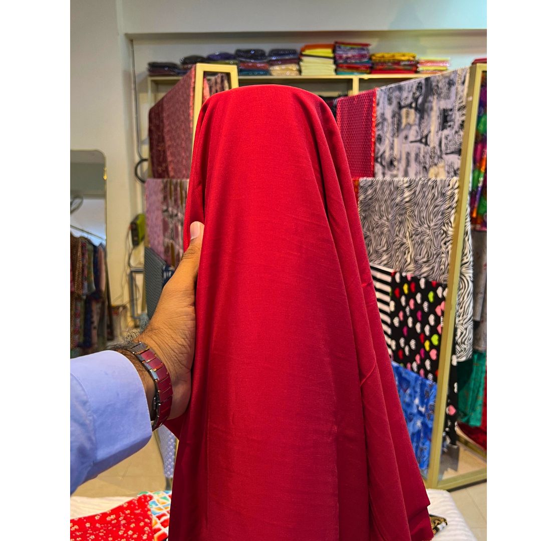 Red Plain Linen Fabric 2pc