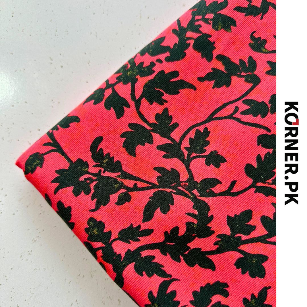 Trendy Floral Print Corduroy Fabric 2pc