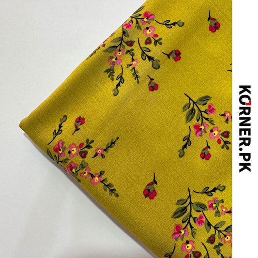 Yellow Print Linen Fabric 2pc