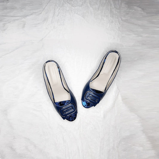 STYLISH BLUE LOW HEEL FOR WOMEN